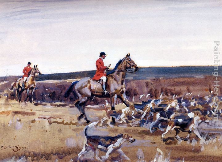 Sir Alfred James Munnings Setting Off Huntsman And Hounds